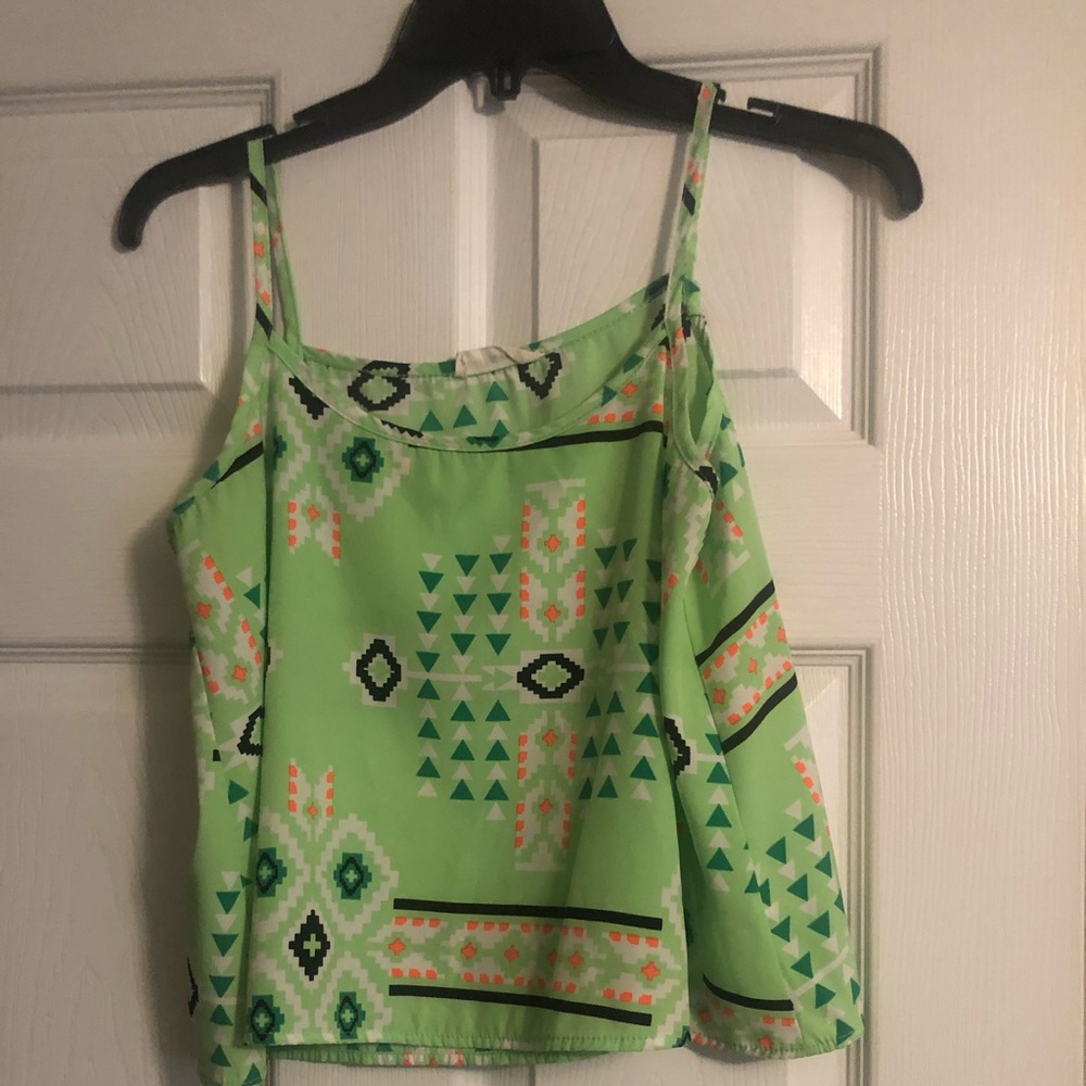 Green Geometric Crop Top